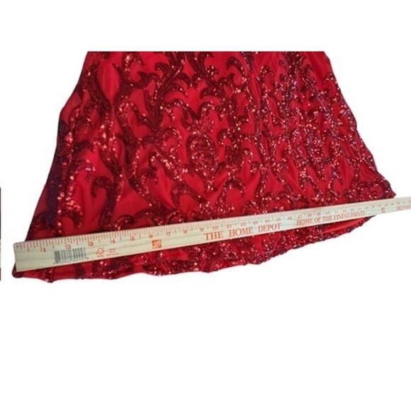 "Windsor" Sequin Maxi Open Back Red Prom Dress SZ S Pretty Women Formal Mob Wife - Picture 8 of 9